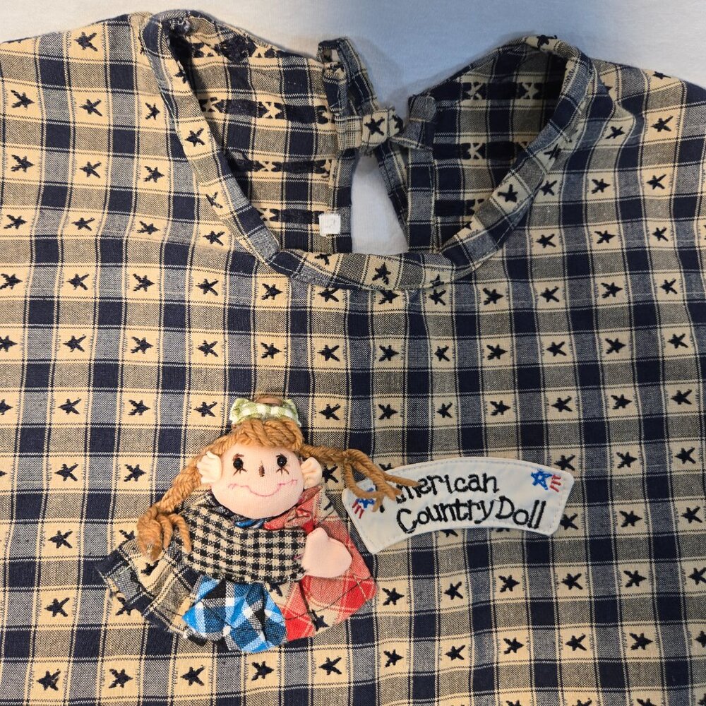 Vintage AMERICAN COUNTRY DOLL Handmade Blue/Mustard Heritage Cardigan Size S/M. - Picture 10 of 16